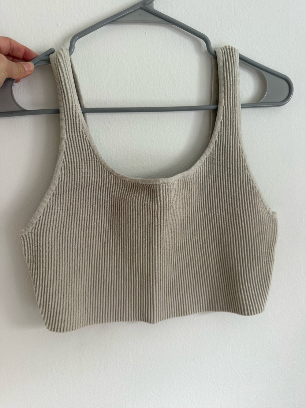 Babaton Ribbed Scoop Crop Tank — Taupe